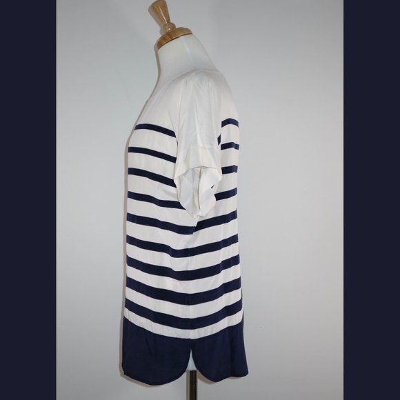 DKNY navy and white stripe silk top - size 8 - Picture 3 of 15